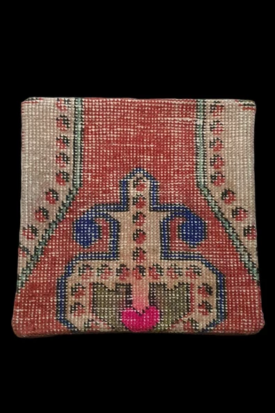 Şok Fiyat ! Açılışa Özel %50 Off ! Art Deco El Dokuması Halı Vintage Kırlent Minder 40x40cm (0141) ürün görseli