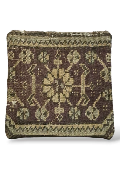 Şok Fiyat ! Açılışa Özel %50 Off ! Art Deco El Dokuması Halı Vintage Kırlent Minder 40x40cm (0132) - Resim 3