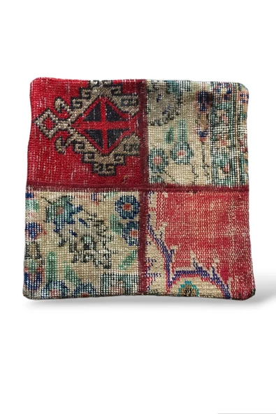 Şok Fiyat ! Açılışa Özel %50 Off ! Art Deco El Dokuması Halı Vintage Kırlent Minder 40x40cm (0128) - 3