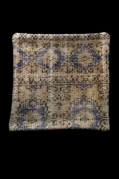 Şok Fiyat ! Açılışa Özel %50 Off ! Art Deco El Dokuması Halı Vintage Kırlent Minder 40x40cm (0126)