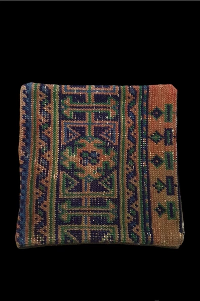 - Art Deco Bohem Halı El Dokuması Vintage Kırlent Minder 40x40cm (0175) ürün görseli 1