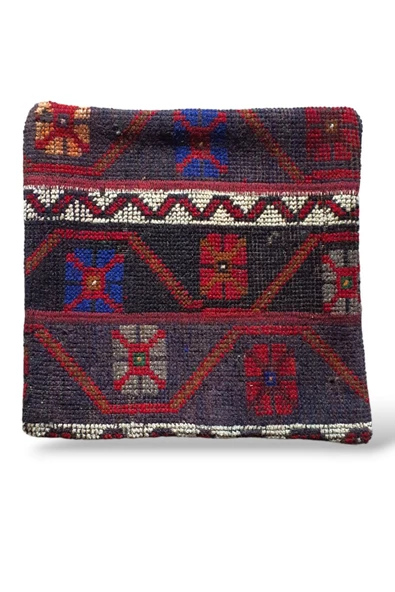- Art Deco Bohem Halı El Dokuması Vintage Kırlent Minder 40x40cm (0105) - 3