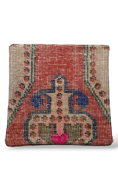 Şok Fiyat ! Açılışa Özel %50 Off ! Art Deco El Dokuması Halı Vintage Kırlent Minder 40x40cm (0141) - Resim 2