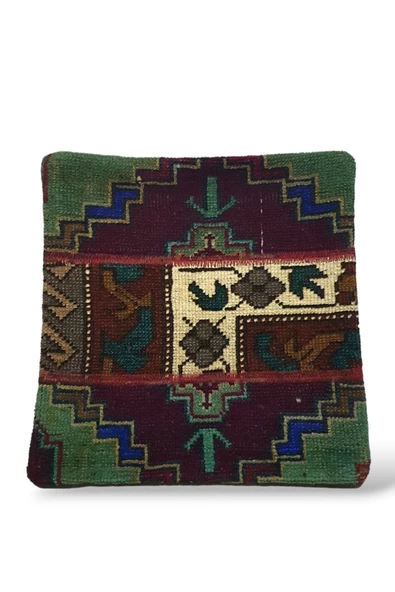 Şok Fiyat ! Açılışa Özel %50 Off ! Art Deco El Dokuması Halı Vintage Kırlent Minder 40x40cm (0135) - 2