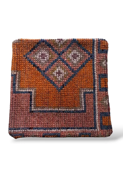 Şok Fiyat ! Açılışa Özel %50 Off ! Art Deco El Dokuması Halı Vintage Kırlent Minder 40x40cm (0122) - 2