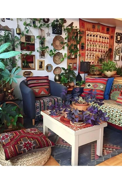 Bohem Halı El Dokuması Vintage Kırlent Minder 40x60 cm [01] - Resim 8