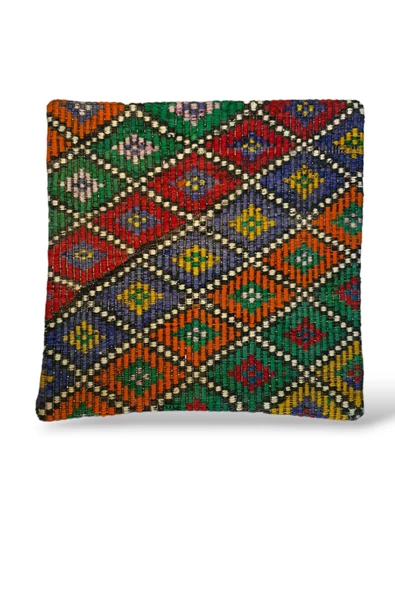 Açılış Özel Fiyat Art Deco Bohem Halı El Dokuması Vintage Kırlent Minder 50x50cm [14]