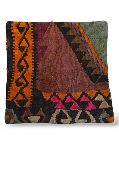 - Açılış Özel Fiyat Art Deco Bohem Halı El Dokuması Vintage Kırlent Minder 40x40cm 408