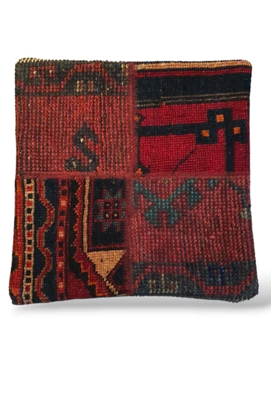 - Açılış Özel Fiyat Art Deco Bohem Halı El Dokuması Vintage Kırlent Minder 40x40cm 426