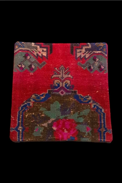 Art Deco Bohem Halı El Dokuması Vintage Kırlent Minder 40x40cm 198 - Resim 3