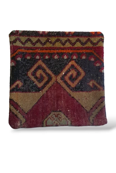 - Açılış Özel Fiyat Art Deco Bohem Halı El Dokuması Vintage Kırlent Minder 40x40cm 403
