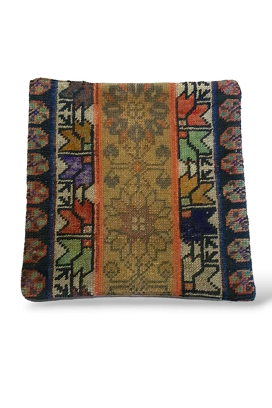 - Açılış Özel Fiyat Art Deco Bohem Halı El Dokuması Vintage Kırlent Minder 40x40cm 248