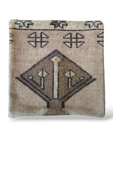 - Açılış Özel Fiyat Art Deco Bohem Halı El Dokuması Vintage Kırlent Minder 40x40cm 248