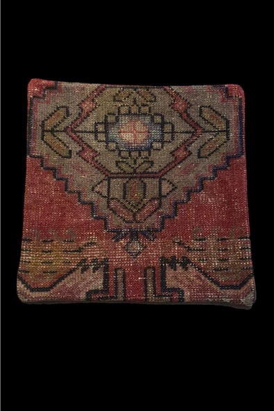 Art Deco Bohem Halı El Dokuması Vintage Kırlent Minder 40x40cm 198 - Resim 3
