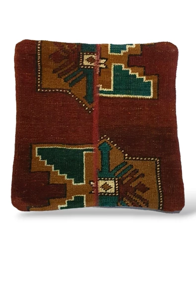 Art Deco Bohem Halı El Dokuması Vintage Kırlent Minder 40x40cm 198
