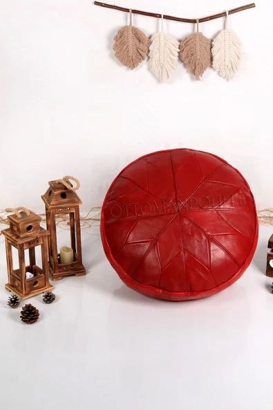 - El Yapımı Hakiki Deri Orijinal Bohem Ottoman Puf Minder 60cm