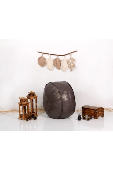 - El Yapımı Deri Bohem Ottoman Puf Minder 60cm - Resim 4