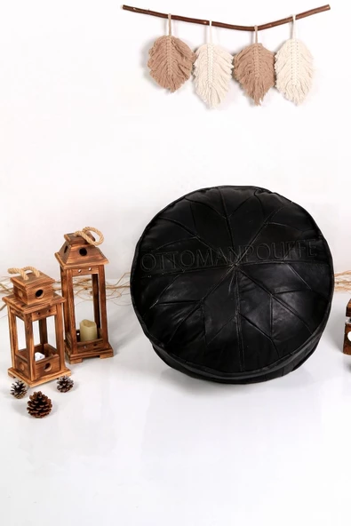 - El Yapımı Hakiki Deri Orijinal Bohem Ottoman Puf Minder 60cm ürün görseli