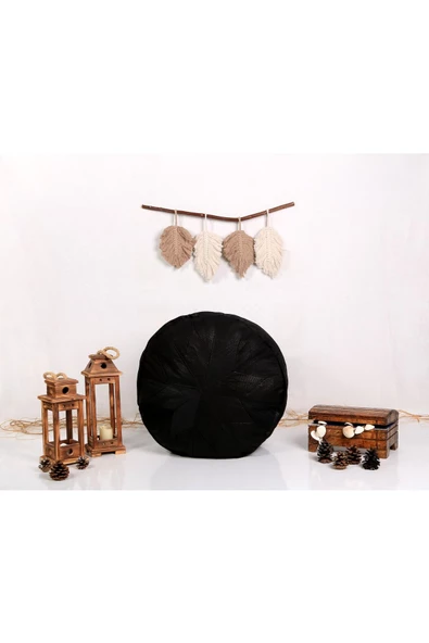 - El Yapımı  Deri Orijinal Bohem Ottoman Puf Minder 60cm - 4