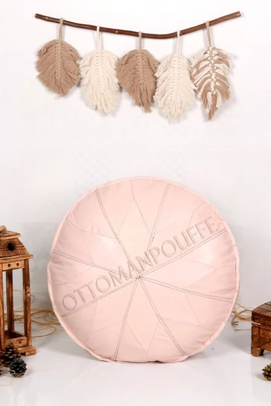 - El Yapımı Hakiki Deri Orijinal Bohem Ottoman Puf Minder 60cm ürün görseli