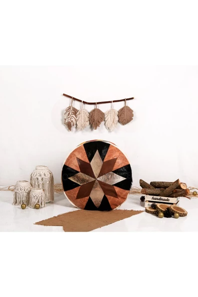 Şok Fiyat Açılışa Özel %50 Off! Art Deco El Yapımı Hakiki Deri Orijinal Bohem Ottoman Puf Minder60cm - 5