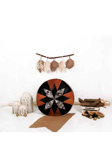 Şok Fiyat Açılışa Özel %50 Off! Art Deco El Yapımı Hakiki Deri Orijinal Bohem Ottoman Puf Minder60cm - Resim 5