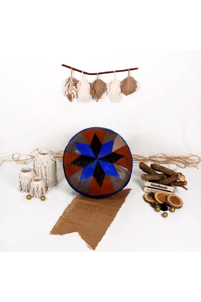 Şok Fiyat Açılışa Özel %50 Off! Art Deco El Yapımı Hakiki Deri Orijinal Bohem Ottoman Puf Minder60cm - 4