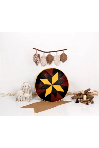 Şok Fiyat Açılışa Özel %50 Off! Art Deco El Yapımı Hakiki Deri Orijinal Bohem Ottoman Puf Minder60cm - Resim 4