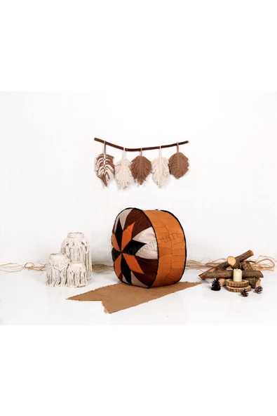 Açılışa Özel Dolgulu ! El Yapımı Hakiki Deri Orijinal Bohem Ottoman Puf Yer Minderi 60x30cm - Resim 3