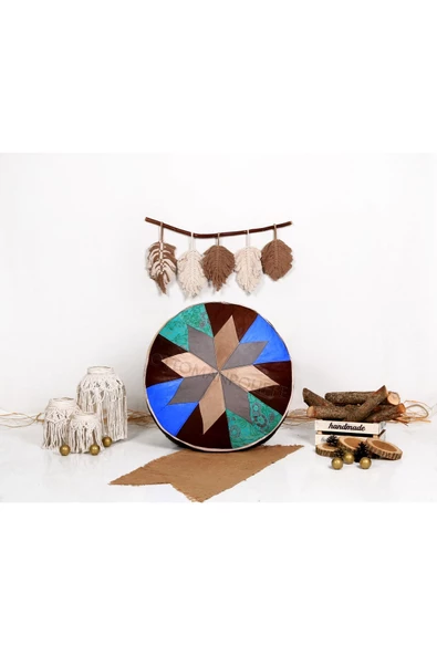 Şok Fiyat Açılışa Özel %50 Off! Art Deco El Yapımı Hakiki Deri Orijinal Bohem Ottoman Puf Minder60cm - 5