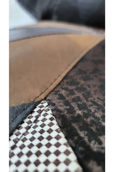 Şok Fiyat Açılışa Özel %50 Off! Art Deco El Yapımı Hakiki Deri Orijinal Bohem Ottoman Puf Minder60cm - Resim 8