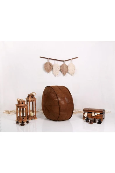 Art Deco El Yapımı Hakiki Deri Orijinal Bohem Ottoman Puf Yer Minderi 60x30cm ''özel Seri'' - Resim 8