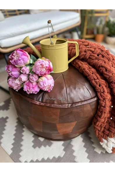 El Yapımı Hakiki Kuzu Derisi Bohem Ottoman Puf Yer Bahçe Balkon Minderi 60x40cm(DOLGUSUZ) - 7