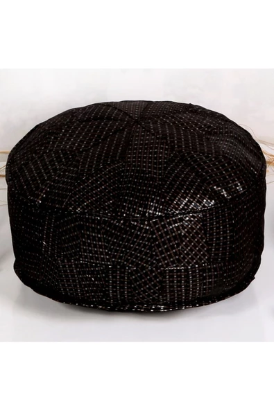 Dolgulu! Art Deco El Yapımı Hakiki Deri Orijinal Bohem Ottoman Puf Minder 60x30cm 'özel Seri' - 4