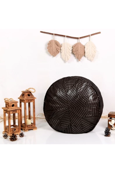Dolgulu! Art Deco El Yapımı Hakiki Deri Orijinal Bohem Ottoman Puf Minder 60x30cm 'özel Seri' - 2