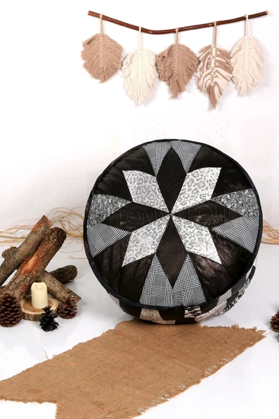 Şok Fiyat Açılışa Özel %50 Off! Art Deco El Yapımı Hakiki Deri Orijinal Bohem Ottoman Puf Minder60cm