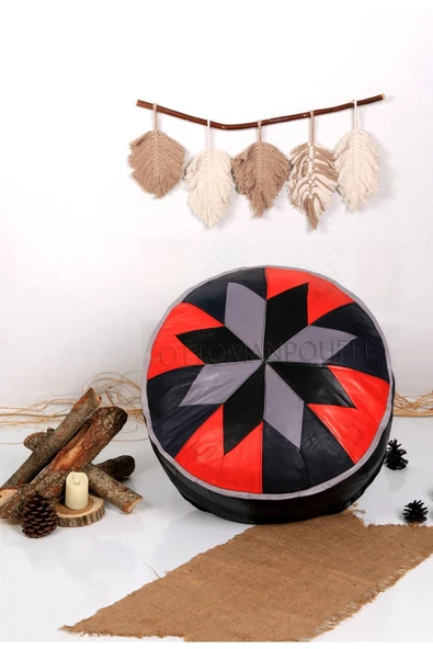 Şok Fiyat Açılışa Özel %50 Off! Art Deco El Yapımı Hakiki Deri Orijinal Bohem Ottoman Puf Minder60cm