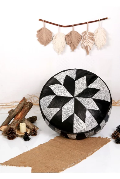 Şok Fiyat Açılışa Özel %50 Off! Art Deco El Yapımı Hakiki Deri Orijinal Bohem Ottoman Puf Minder60cm