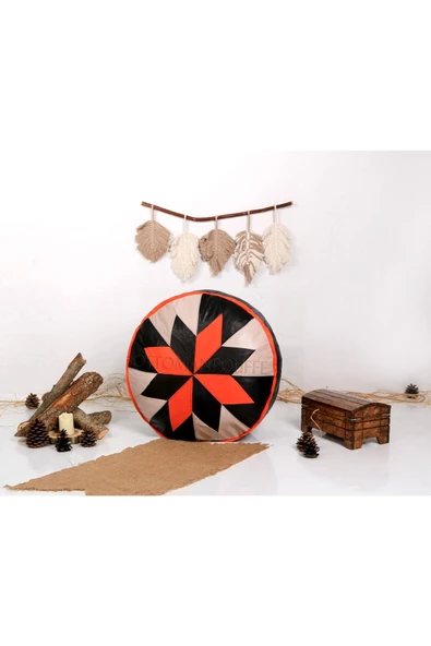 Şok Fiyat Açılışa Özel %50 Off! Art Deco El Yapımı Hakiki Deri Orijinal Bohem Ottoman Puf Minder60cm - 2
