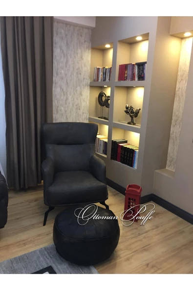 Şok Fiyat Açılışa Özel %50 Off! Art Deco El Yapımı Hakiki Deri Orijinal Bohem Ottoman Puf Minder60cm - Resim 5