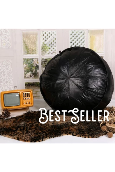 Şok Fiyat Açılışa Özel %50 Off! Art Deco El Yapımı Hakiki Deri Orijinal Bohem Ottoman Puf Minder60cm ürün görseli