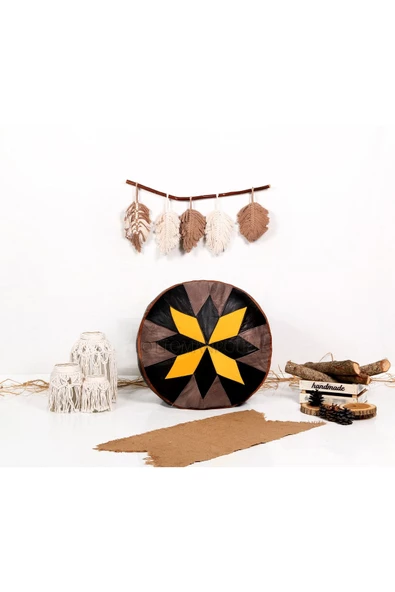 Şok Fiyat Açılışa Özel %50 Off! Art Deco El Yapımı Hakiki Deri Orijinal Bohem Ottoman Puf Minder60cm - 5