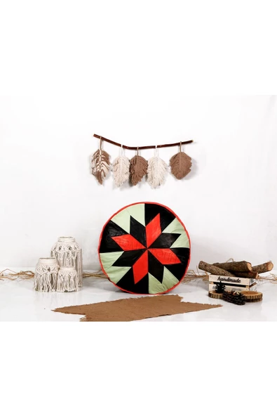 Şok Fiyat Açılışa Özel %50 Off! Art Deco El Yapımı Hakiki Deri Orijinal Bohem Ottoman Puf Minder60cm - Resim 5