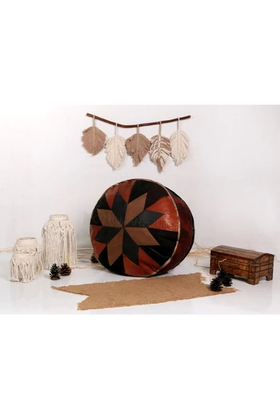 Şok Fiyat Açılışa Özel %50 Off! Art Deco El Yapımı Hakiki Deri Orijinal Bohem Ottoman Puf Minder60cm - 3