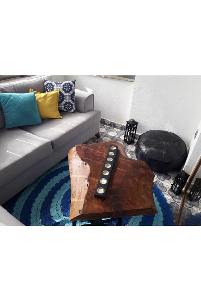 Şok Fiyat Açılışa Özel %50 Off! Art Deco El Yapımı Hakiki Deri Orijinal Bohem Ottoman Puf Minder60cm - Resim 7