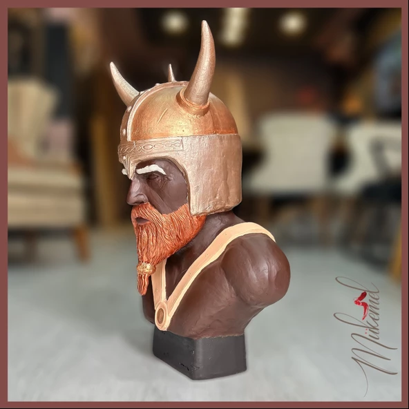 Viking savaşçısı Ragnar ( el yapımı büst tasarımı, ev dekorasyonu, benzersiz ) Mukemel tasarımları - 6