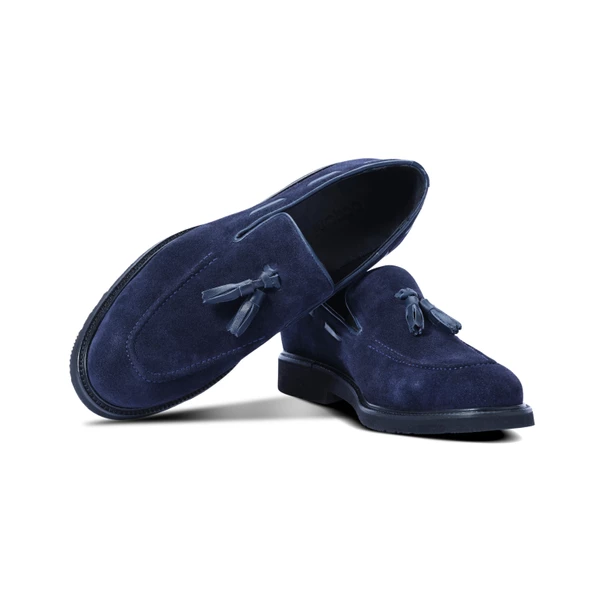 Erkek Hakiki Süet Deri Lacivert Klasik Ayakkabı - 3