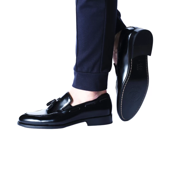 Erkek Hakiki Açma Deri Siyah Klasik Ayakkabı - 5