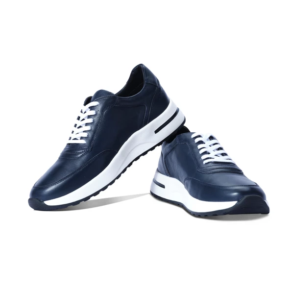 Erkek Hakiki Deri Lacivert Spor Ayakkabı - 2