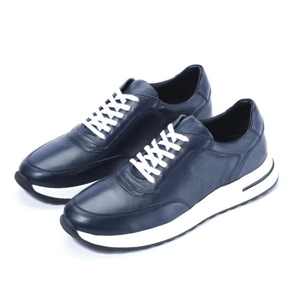 Erkek Hakiki Deri Lacivert Spor Ayakkabı - 3